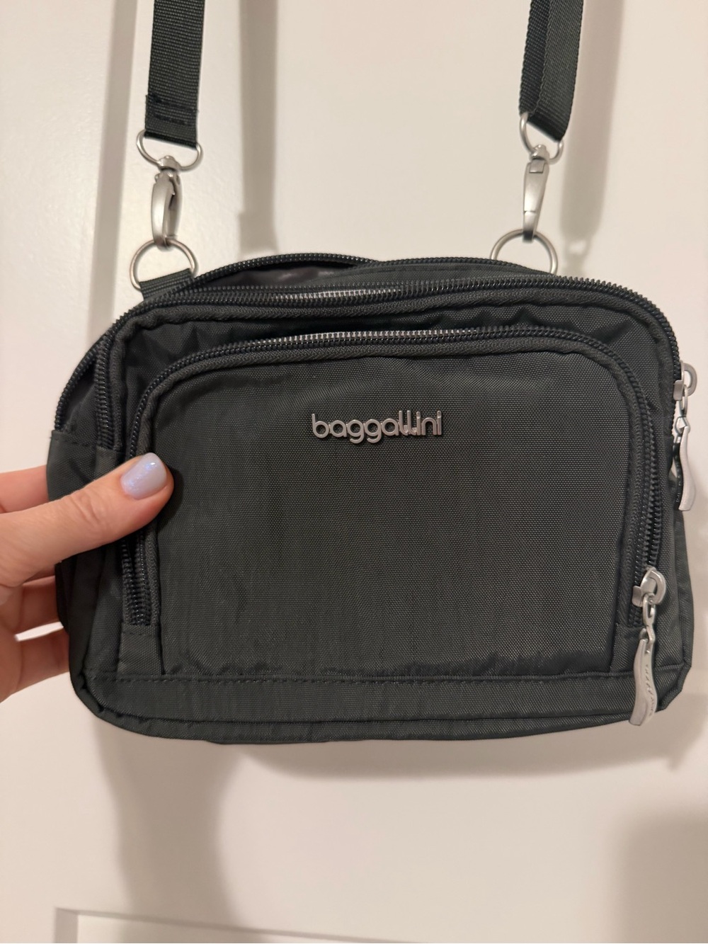 Baggallini grey Compact Crossbody Zip Pouch